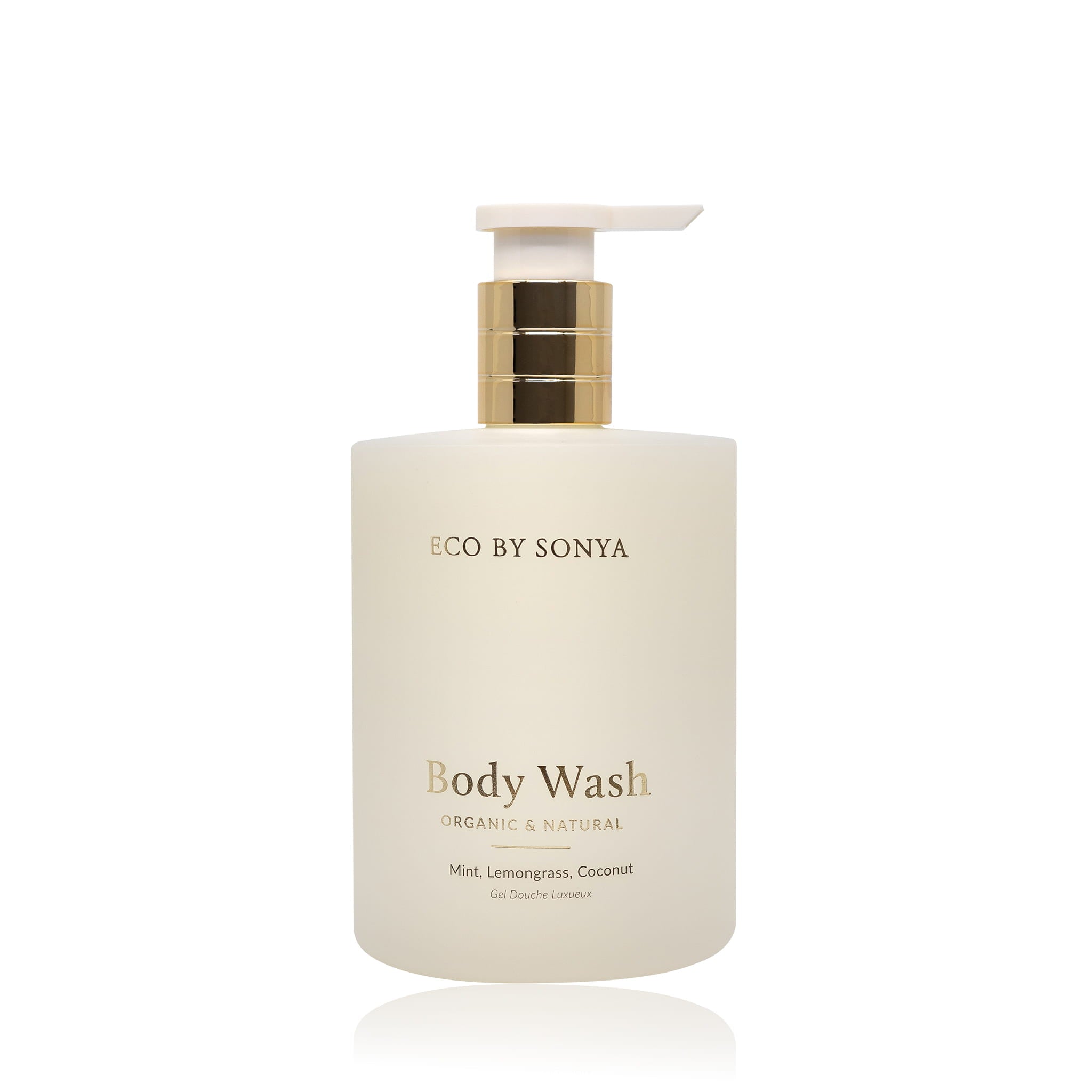 Body Wash pump bottle by Eco By Sonya on a neutral background.