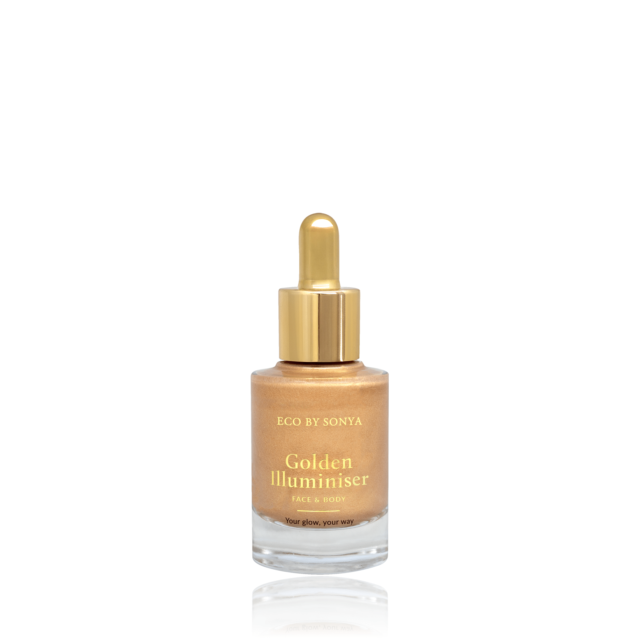 Bottle of Eco by Sonya Golden Illuminiser on a white background