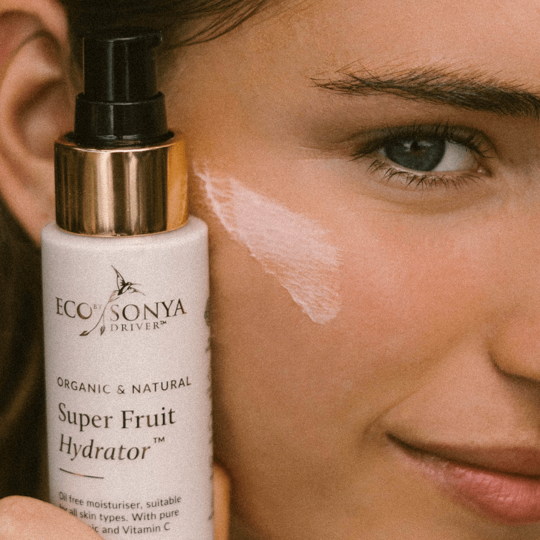 Super Fruit Hydrator oil-free moisturiser smear on face close up